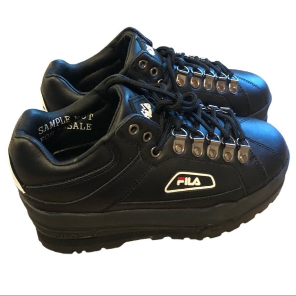 💀💜FILA Womens W 7 BLACK TRAILBLAZER WEDGE SHOES - Picture 9 of 14